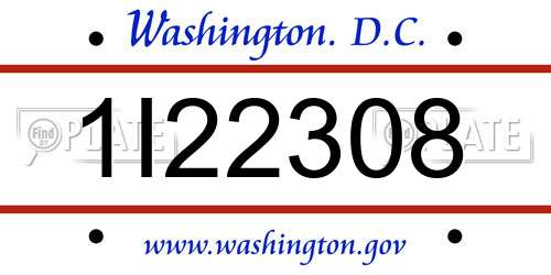 1I22308 District Of Columbia License Plate