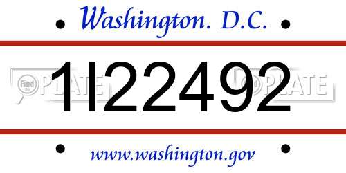 1I22492 District Of Columbia License Plate
