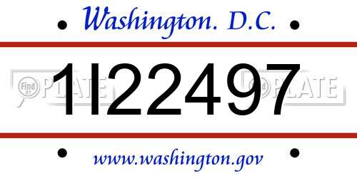 1I22497 District Of Columbia License Plate