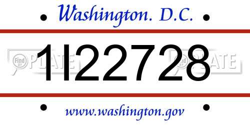 1I22728 District Of Columbia License Plate