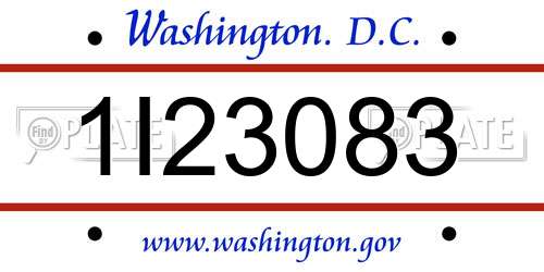 1I23083 District Of Columbia License Plate