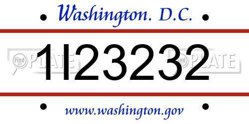 1I23232 District Of Columbia License Plate