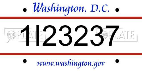 1I23237 District Of Columbia License Plate