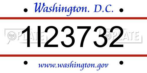 1I23732 District Of Columbia License Plate