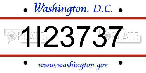 1I23737 District Of Columbia License Plate