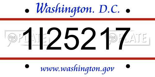 1I25217 District Of Columbia License Plate