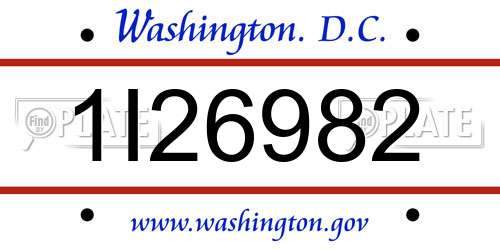 1I26982 District Of Columbia License Plate