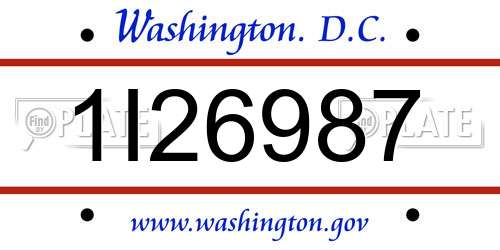 1I26987 District Of Columbia License Plate