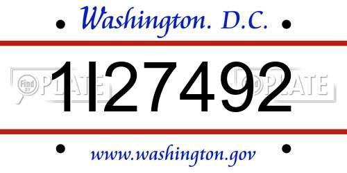 1I27492 District Of Columbia License Plate