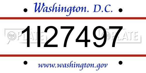 1I27497 District Of Columbia License Plate
