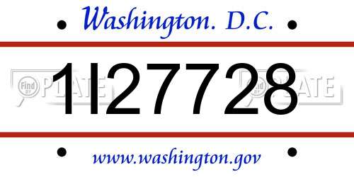 1I27728 District Of Columbia License Plate