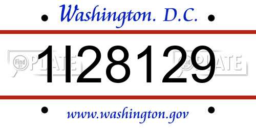 1I28129 District Of Columbia License Plate