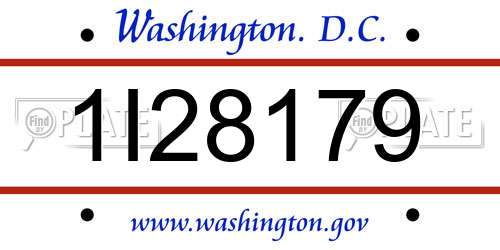 1I28179 District Of Columbia License Plate