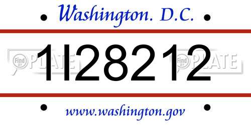 1I28212 District Of Columbia License Plate