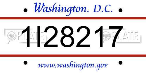 1I28217 District Of Columbia License Plate