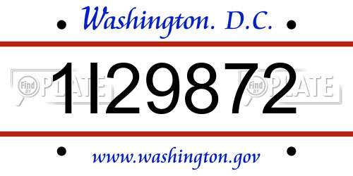 1I29872 District Of Columbia License Plate