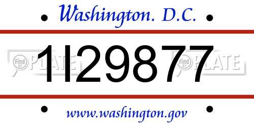 1I29877 District Of Columbia License Plate