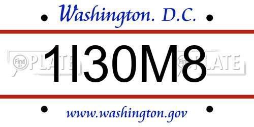 1I30M8 District Of Columbia License Plate