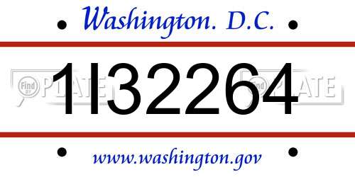 1I32264 District Of Columbia License Plate