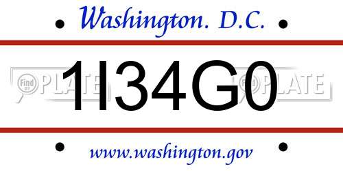 1I34G0 District Of Columbia License Plate