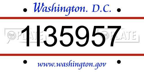 1I35957 District Of Columbia License Plate