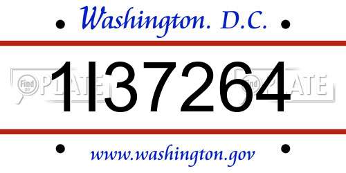 1I37264 District Of Columbia License Plate