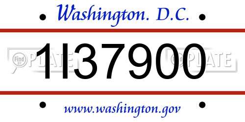 1I37900 District Of Columbia License Plate