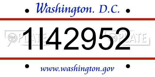 1I42952 District Of Columbia License Plate