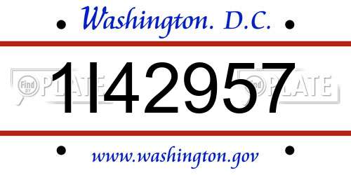 1I42957 District Of Columbia License Plate