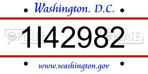 1I42982 District Of Columbia License Plate