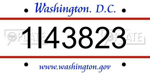1I43823 District Of Columbia License Plate