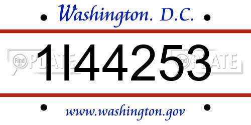 1I44253 District Of Columbia License Plate