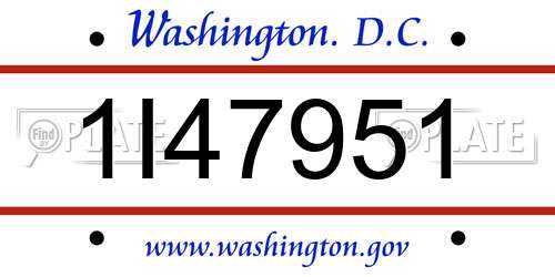 1I47951 District Of Columbia License Plate