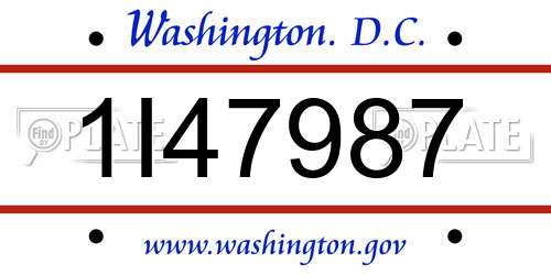 1I47987 District Of Columbia License Plate