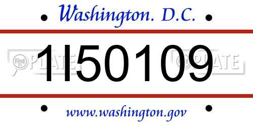1I50109 District Of Columbia License Plate