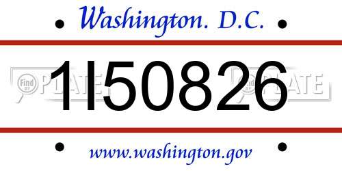 1I50826 District Of Columbia License Plate