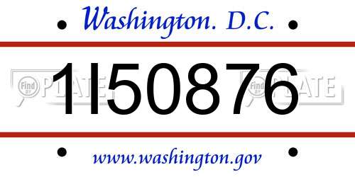 1I50876 District Of Columbia License Plate