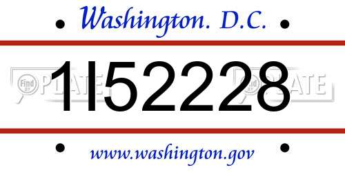 1I52228 District Of Columbia License Plate
