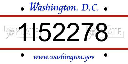 1I52278 District Of Columbia License Plate