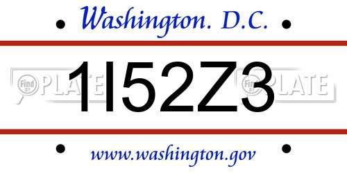 1I52Z3 District Of Columbia License Plate