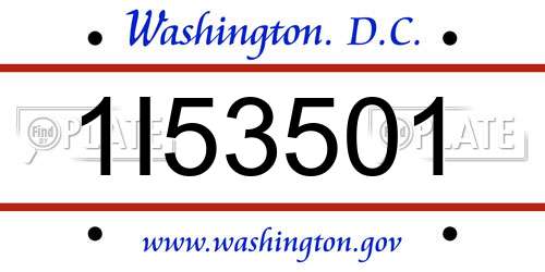1I53501 District Of Columbia License Plate