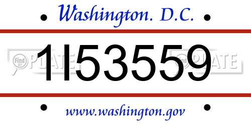 1I53559 District Of Columbia License Plate