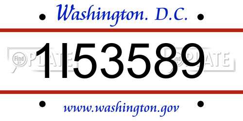 1I53589 District Of Columbia License Plate