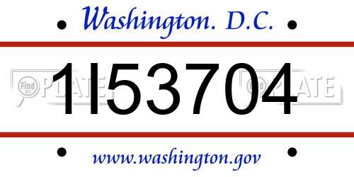 1I53704 District Of Columbia License Plate