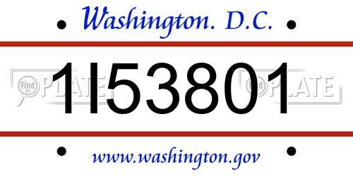 1I53801 District Of Columbia License Plate