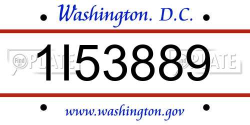 1I53889 District Of Columbia License Plate