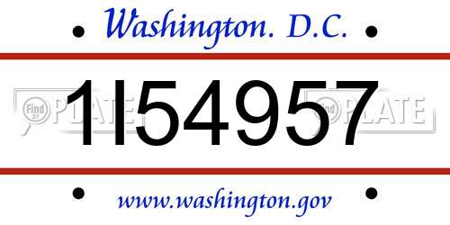 1I54957 District Of Columbia License Plate