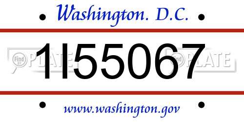 1I55067 District Of Columbia License Plate