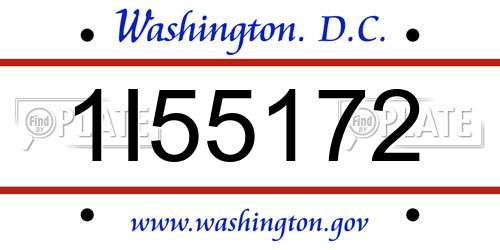 1I55172 District Of Columbia License Plate