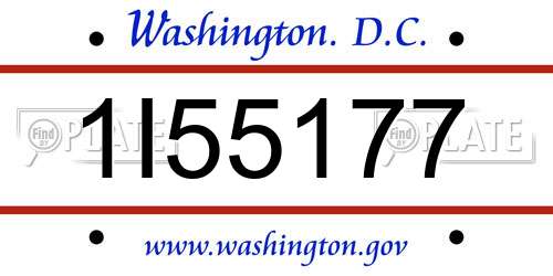 1I55177 District Of Columbia License Plate